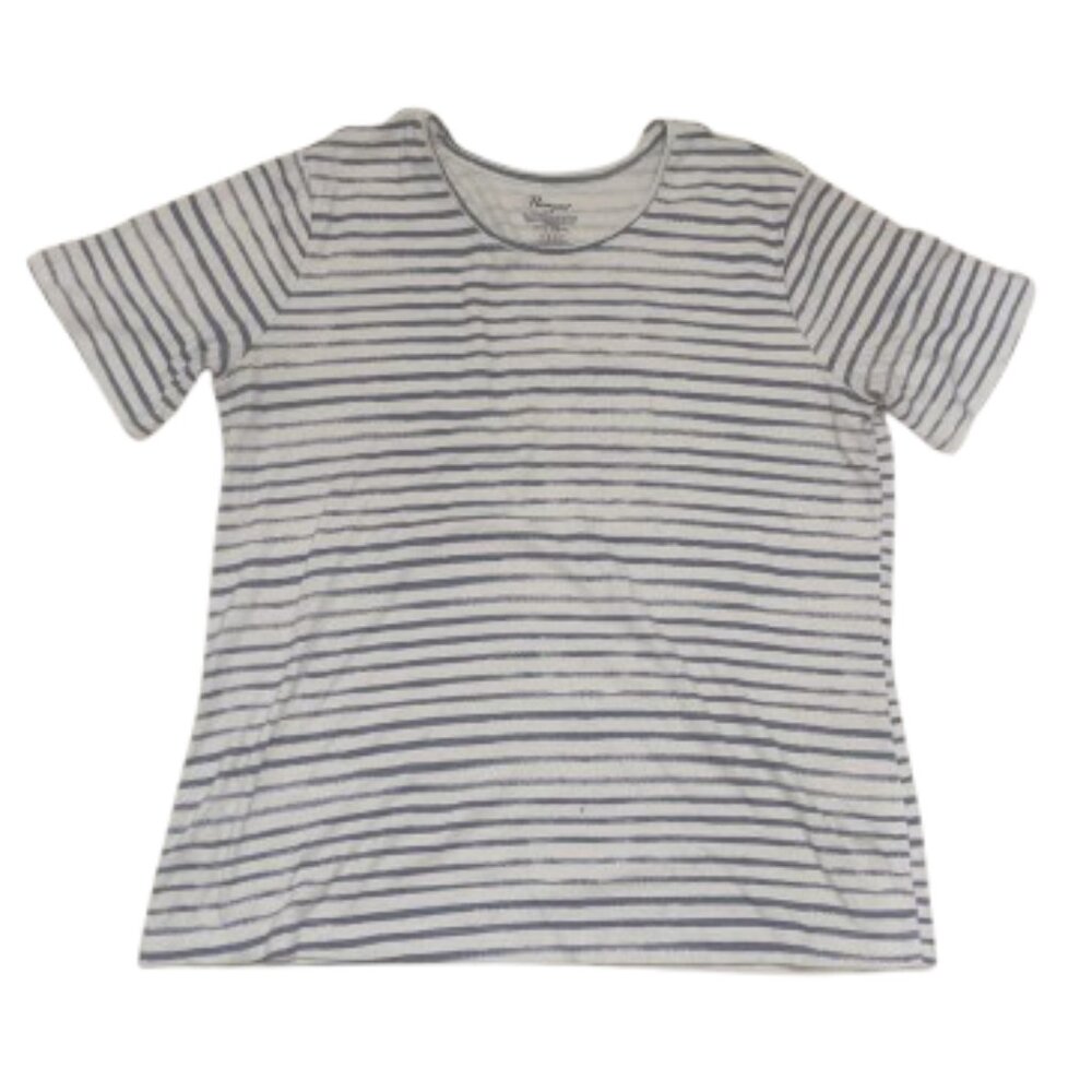 ---  White and Blue Cotton Blend T-Shirt Tee Size Large